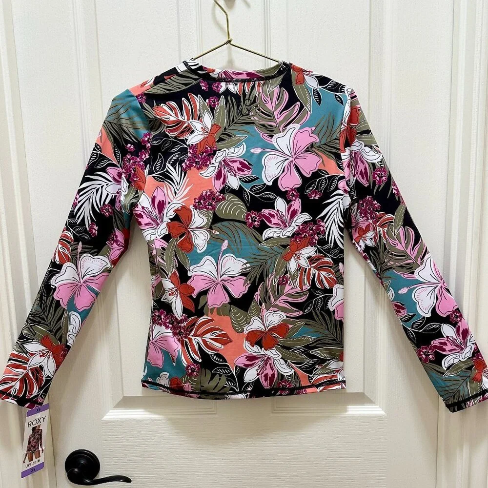 Roxy Sun Swim Shirt Women's Size XS Tropical Pink Rashguard – UPF 50+ Quick-Dry - Picture 11 of 13